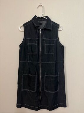 Eighty Eight Black Denim Jacket with White Stitching